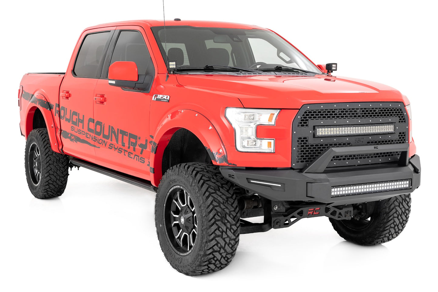 Rough Country Front Modular Bumper w/Skidplate and 30 Inch LED Light Bar 15-17 Ford F-150 2WD/4WD