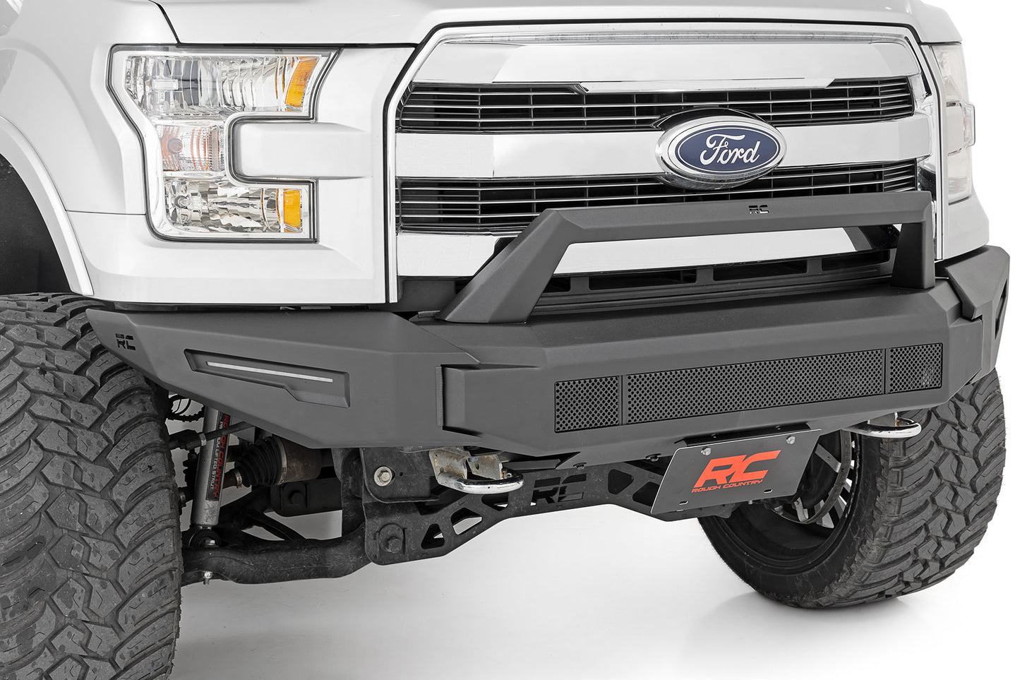 Rough Country Front Modular Bumper w/Skidplate and 30 Inch LED Light Bar 15-17 Ford F-150 2WD/4WD