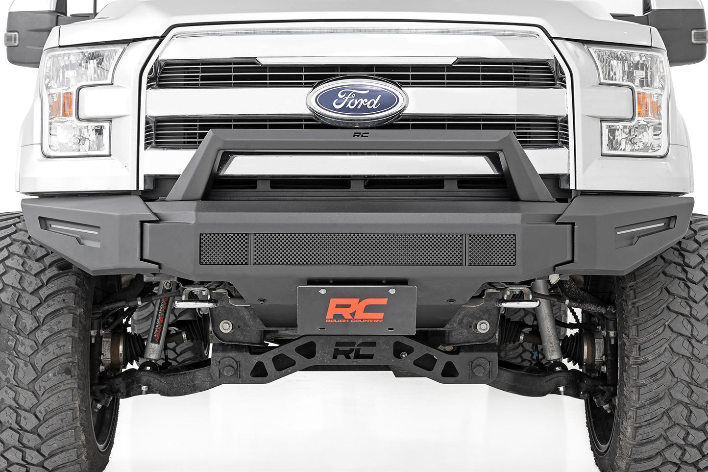 Rough Country Front Modular Bumper w/Skidplate and 30 Inch LED Light Bar 15-17 Ford F-150 2WD/4WD