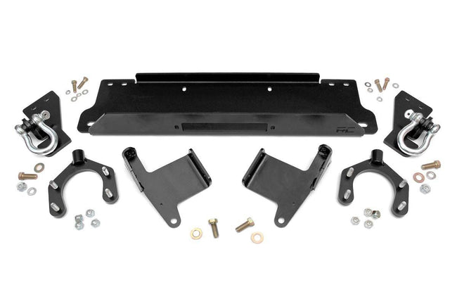 Rough Country Jeep Winch Mounting Plate w/D-rings for Factory Bumper 07-18 Wrangler JK