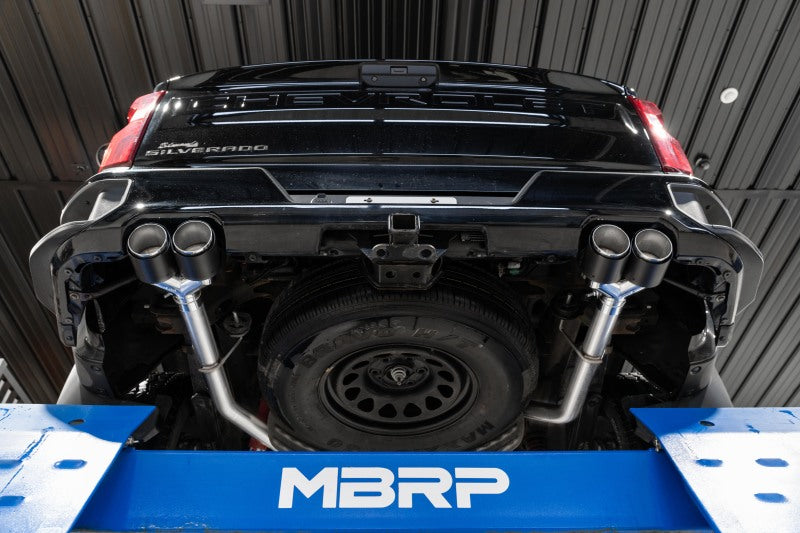MBRP 19-21 Chevy Silverado 1500 6.2L 2.5" Dual Split Rear Cat Back With Quad Carbon Fiber Tips- T304 Stainless