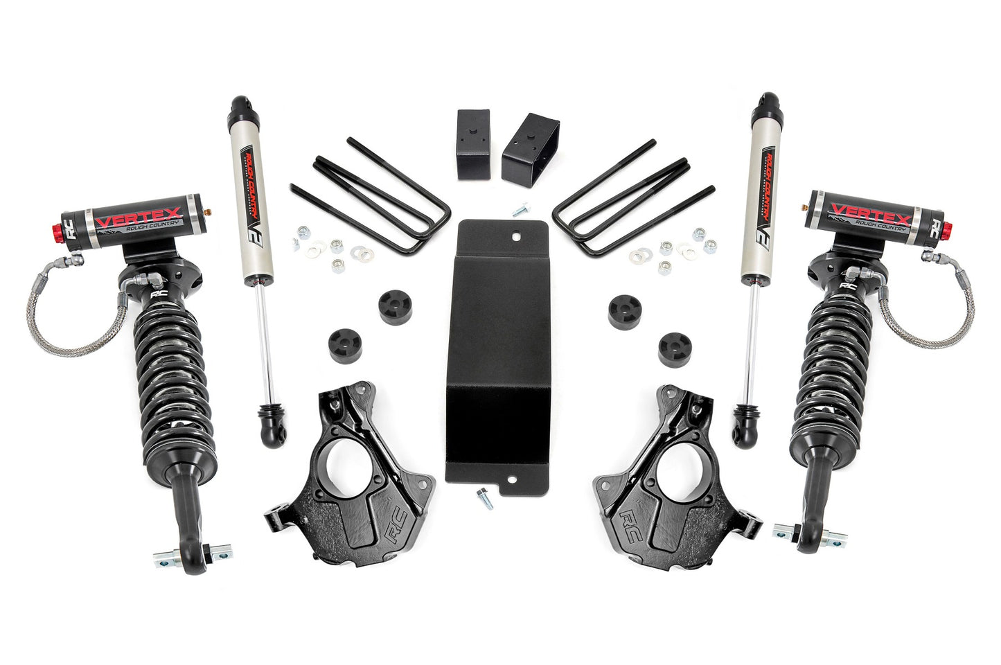 Rough Country 3.5 Inch GM Suspension Lift Knuckle Kit w/ Vertex and V2 Shocks (14-18 1500 PU 4WD Aluminum and Stamped Steel)