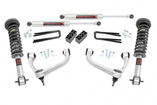 Rough Country 3.0 Inch Ford Bolt-On Arm Lift Kit w/ M1 Monotube For 14-20 F-150 4WD