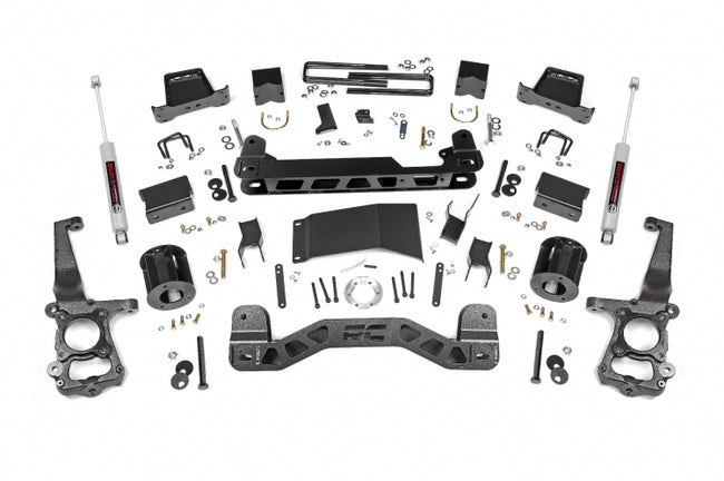 Rough Country 6 Inch Suspension Lift Kit Front Spacers Rear N3 Shocks 15-20 F-150 4WD
