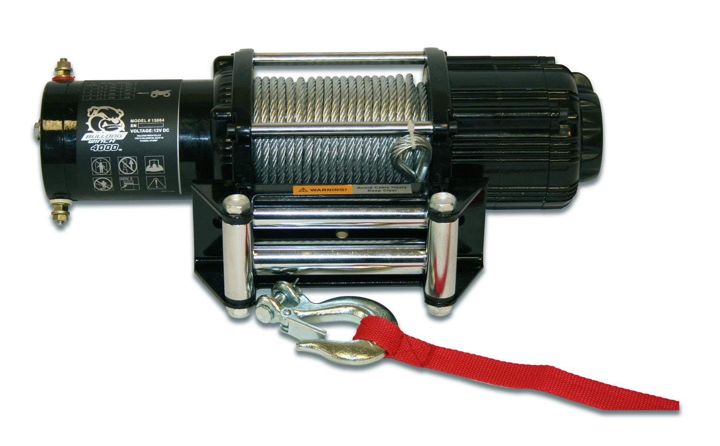 Bulldog Winch 4,000 LB UTV Winch 55 Ft Wire Rope Two Switches Mounting Channel Roller Fairlead