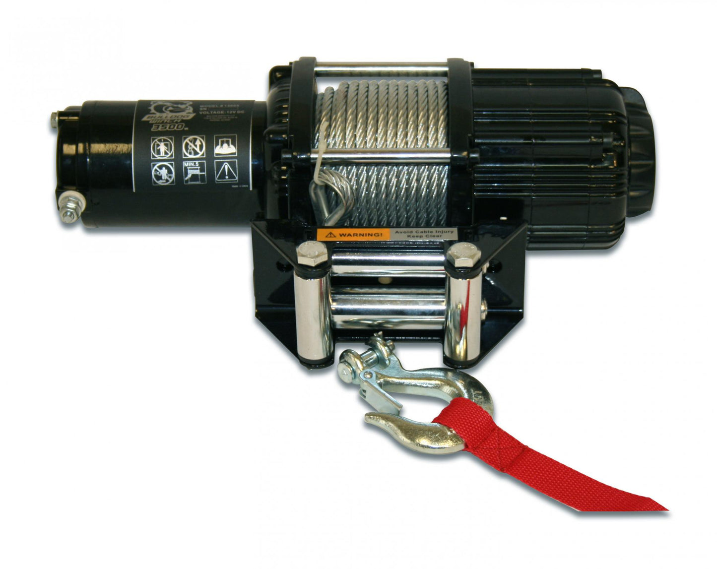 Bulldog Winch 3,500 LB UTV Winch 50 Ft Wire Rope Two Switches Mounting Channel Roller Fairlead