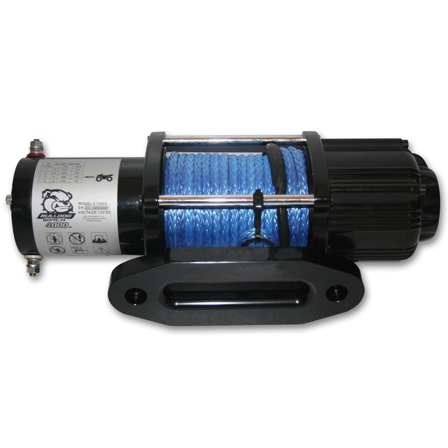 Bulldog Winch 4,000 LB UTV Winch 50 Ft Synthetic Rope Two Switches Mounting Channel Aluminum Hawse Fairlead
