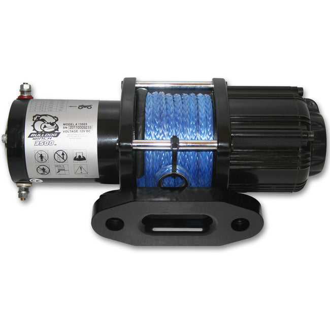 Bulldog Winch 3,500 LB UTV Winch 50 Ft Synthetic Rope Two Switches Mounting Channel Roller Fairlead