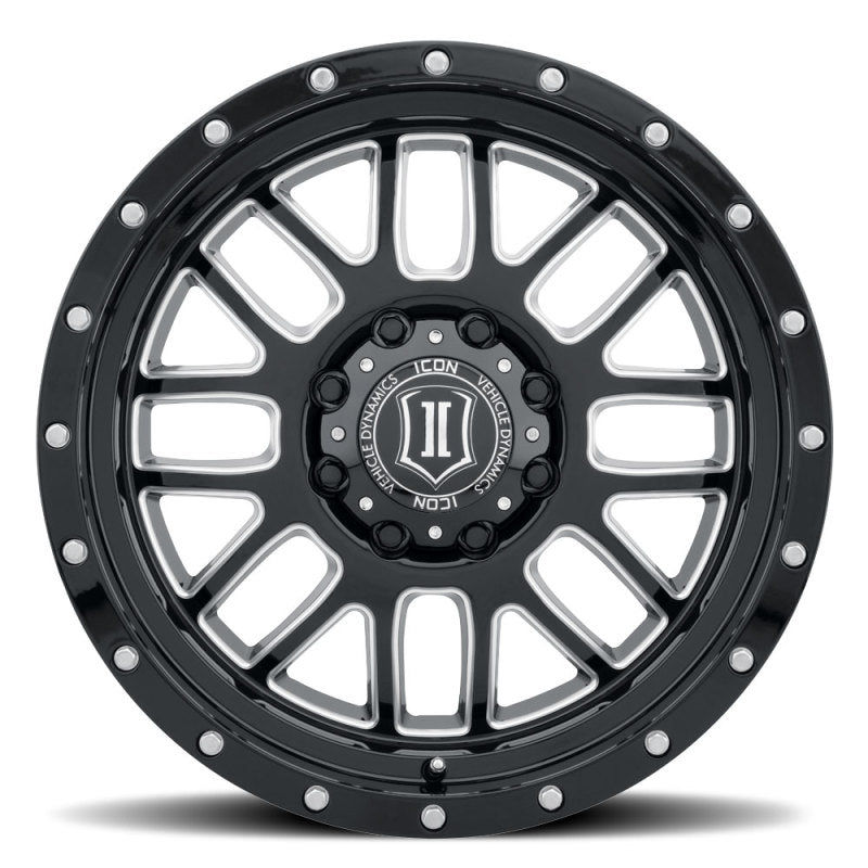 ICON Alpha 20x9 8x180 12mm Offset 5.5in BS Gloss Black Milled Spokes Wheel