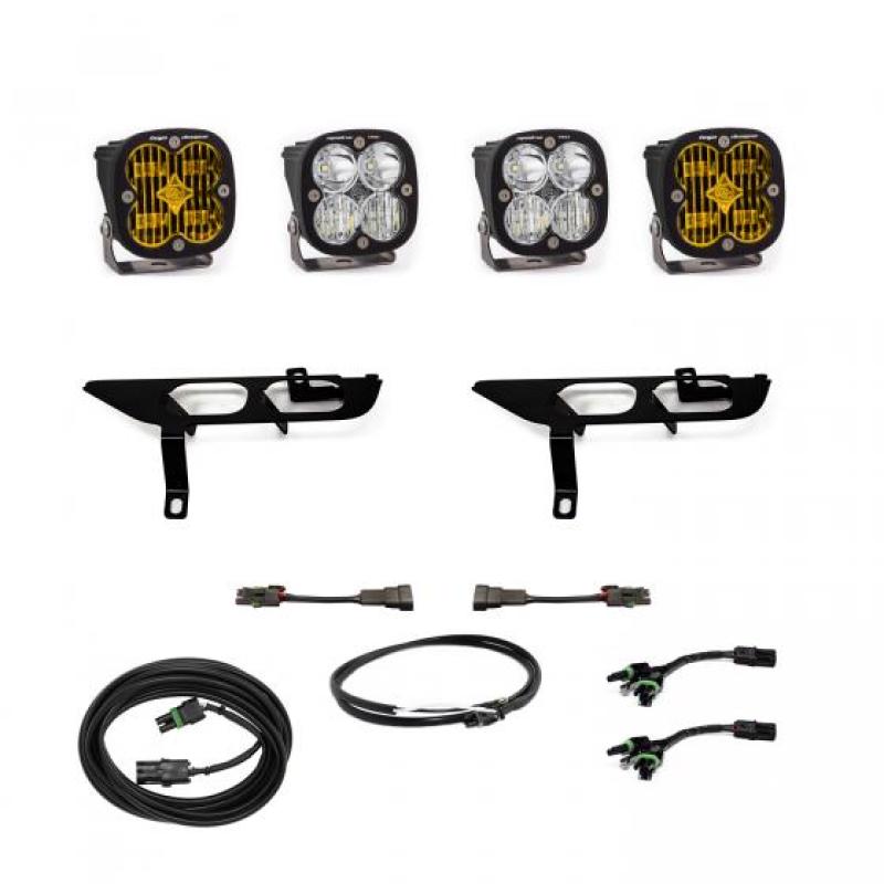 Baja Designs 2021-2022 Ford F150 Without DRL Fog Pocket Kit SAE Amber Squadron Sport Driving Combo With Upfitter