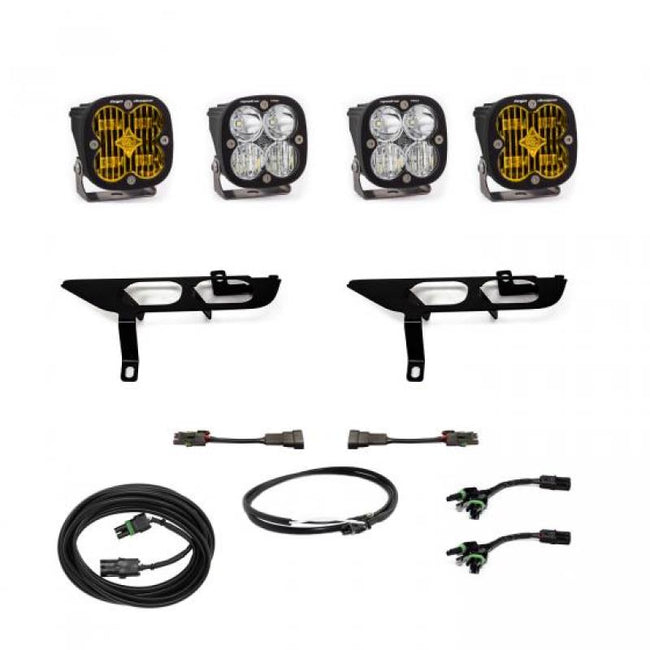 Baja Designs 2021-2022 Ford F150 Without DRL Fog Pocket Kit SAE Amber Squadron Sport Driving Combo With Upfitter