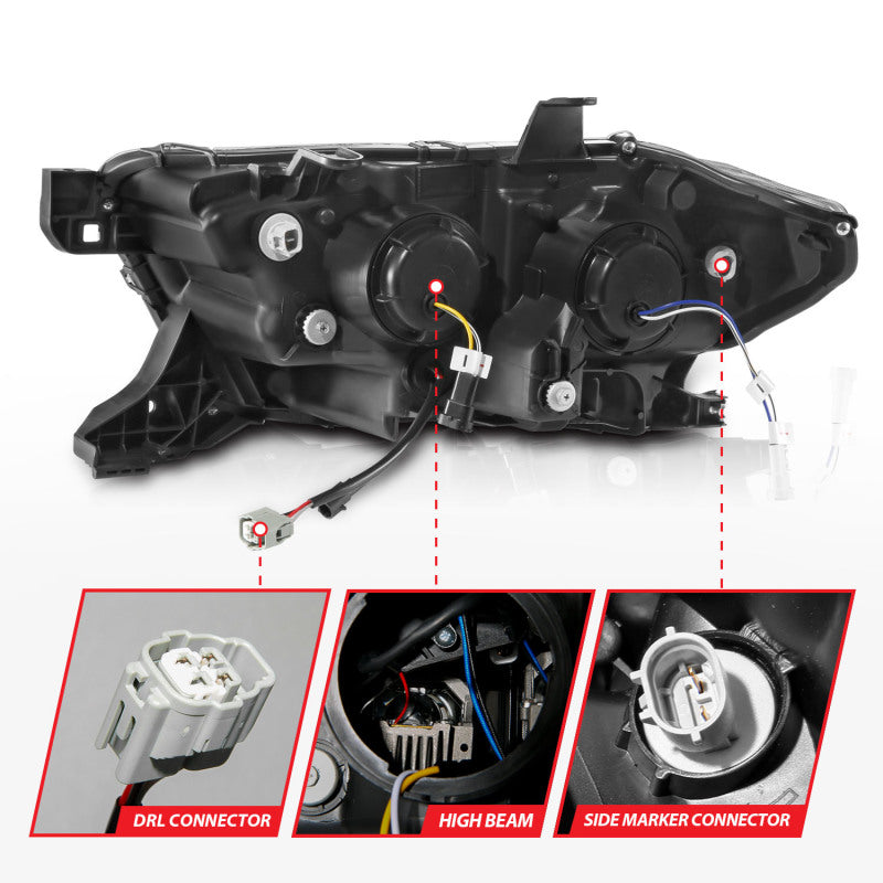 ANZO 16-23 Toyota Tacoma LED Projector Headlights w/ Light Bar Sequential Black Housing w/Initiation