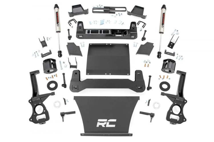 Rough Country 6 Inch Suspension Lift Kit Strut Spacers No Adaptive Ride Control V2 Monotube Shocks 19-20 GMC Silverado/Sierra 1500 4WD/2WD