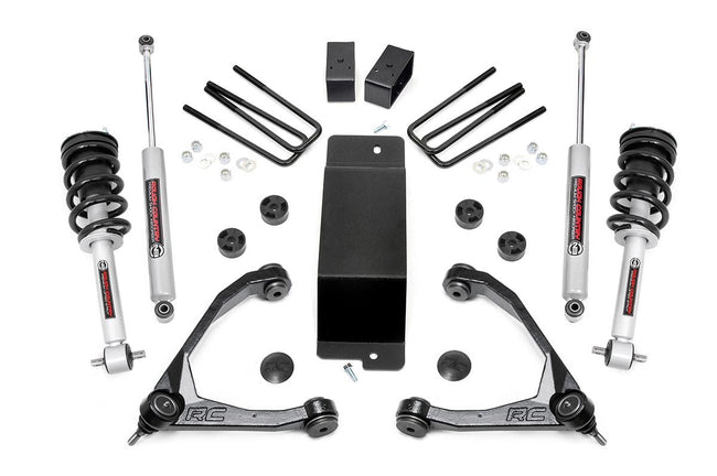 Rough Country 3.5 Inch Suspension Lift Kit Upper Control Arms N3 Struts 14-16 Silverado/Sierra 1500 4WD