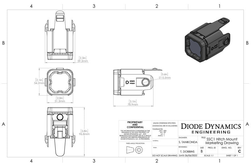Diode Dynamics 19-23 Silverado 1500 Hitch Mount LED Pod Reverse Kit for GMC Sierra 1500 2019-2023 C1R