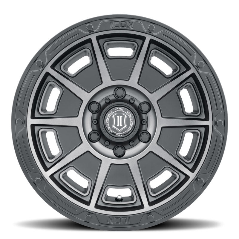 ICON Victory 17x8.5 5x4.5 0mm Offset 4.75in BS Smoked Satin Black Tint Wheel