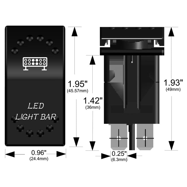 Bulldog Winch Rocker Switch On/Off 5 Pin LED Light Bar White