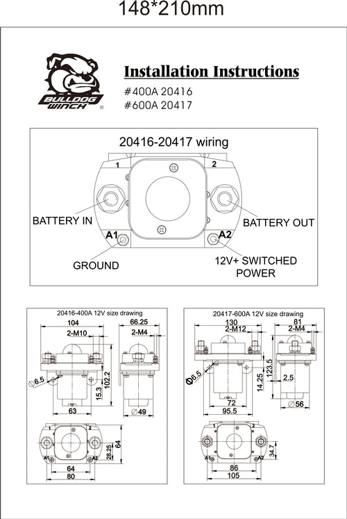 Bulldog Winch Solenoid 600 Amp