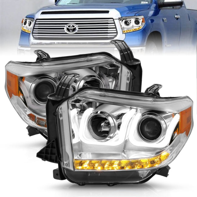 ANZO 2014-2016 Toyota Tundra Projector Headlights w/ U-Bar Chrome