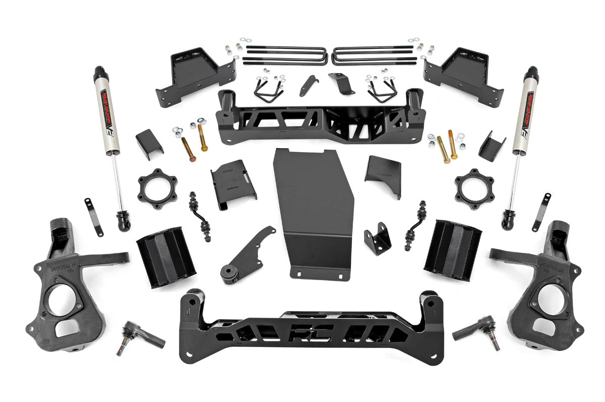 Rough Country 7 Inch Suspension Lift Kit w/V2 Shocks 14-18 Silverado/Sierra 1500 4WD Cast Steel