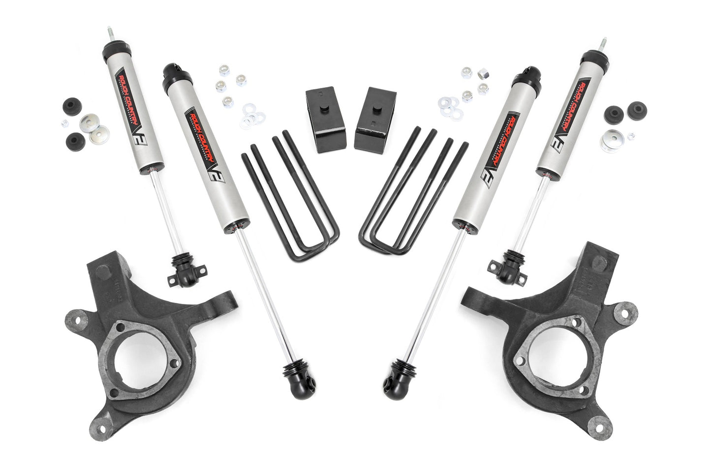 Rough Country 3.0 Inch GM Suspension Lift Kit w/V2 Shocks For 99-06 1500 PU 2WD
