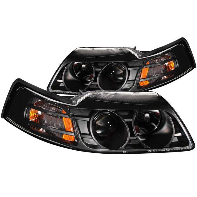 ANZO 1999-2004 Ford Mustang Projector Headlights Black