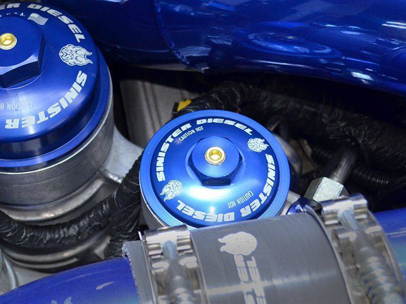 Sinister Diesel 03-07 Ford Powerstroke 6.0L Blue Spring Kit w/ Billet Spring Housing/Fuel Filter Cap