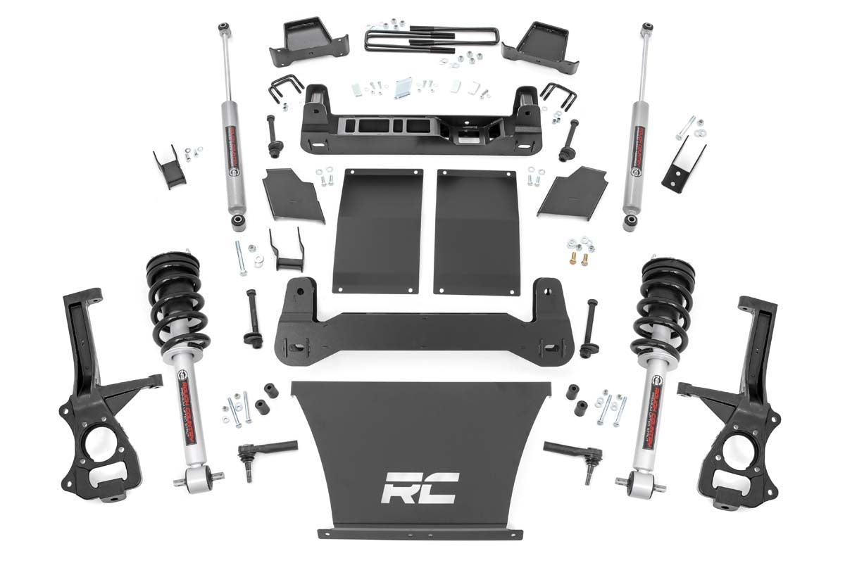 Rough Country 4 Inch Suspension Lift Kit Lifted Struts 19-24 Silverado/Sierra 1500 Trailboss/AT4 Gas 4WD