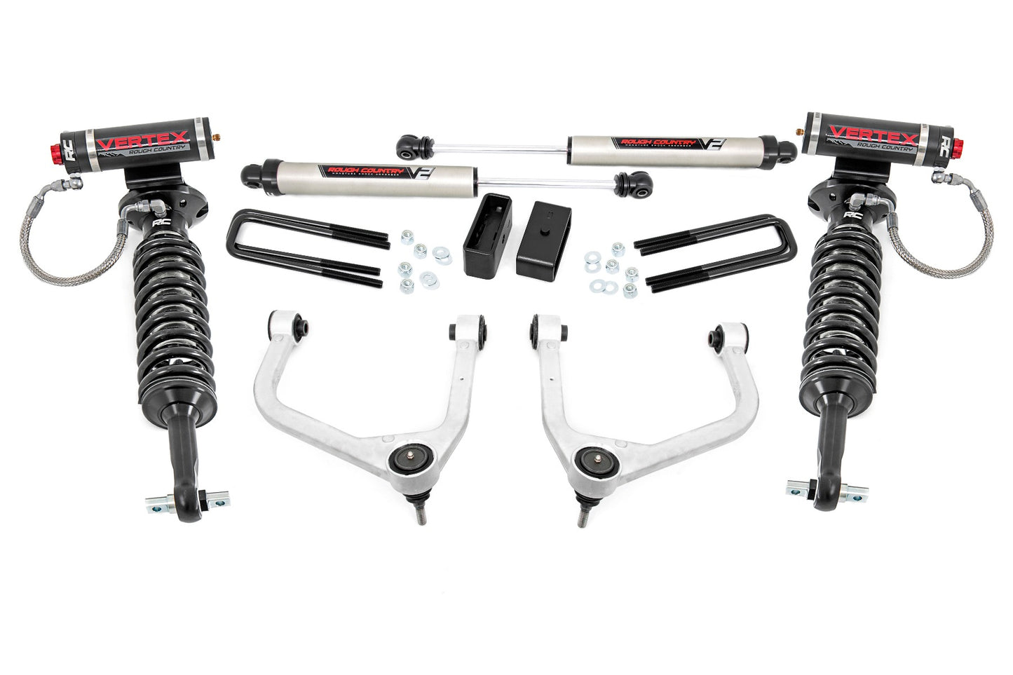Rough Country 3.5 Inch Vertex Suspension Lift Kit w/ Forged Upper Control Arms w/V2 Shocks For 19-24 Chevy 1500 PU 4WD/2WD With Multi Leaf Springs