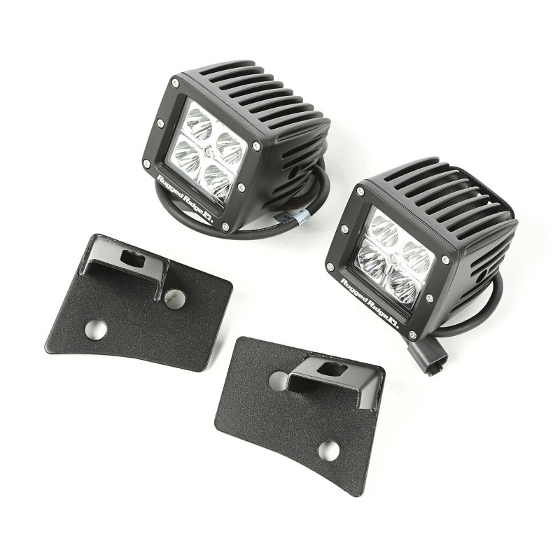 Rugged Ridge 07-18 Jeep Wrangler JK Textured Black Square Windshield LED Kit w/ Brackets