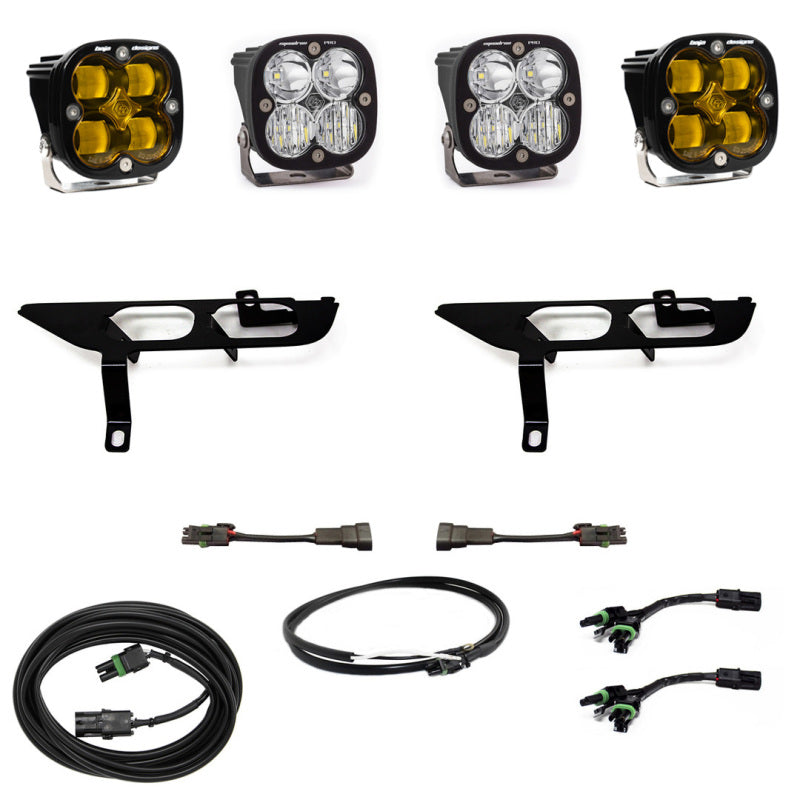 Baja Designs 2021-2022 Ford F150 Without DRL Fog Pocket Kit SAE Amber Squadron Sport Driving Combo With Upfitter