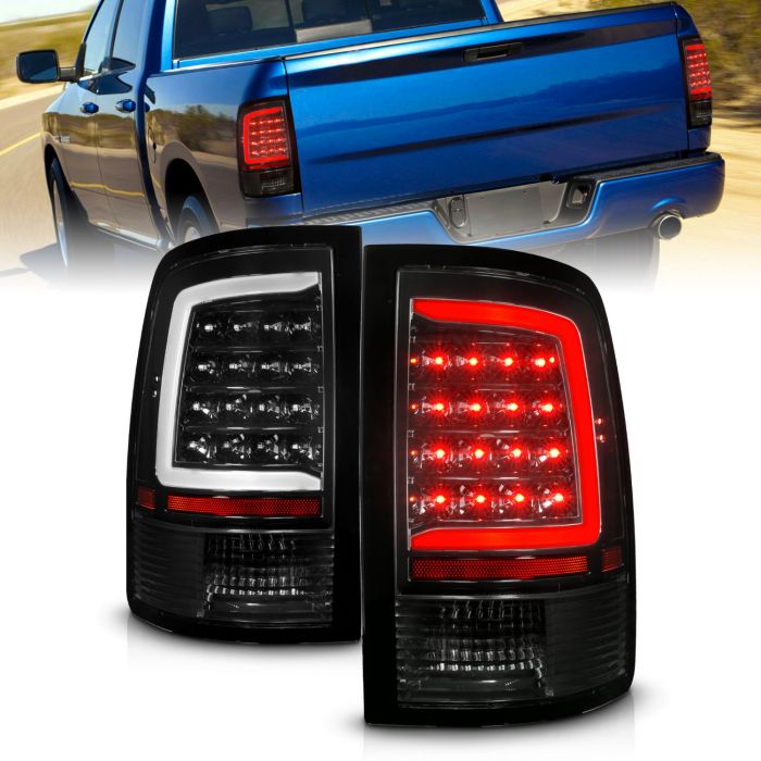 ANZO 10-18 Dodge Ram 1500 2500 3500 Full LED Taillights w/ Sequential Black Housing/Clear Lens