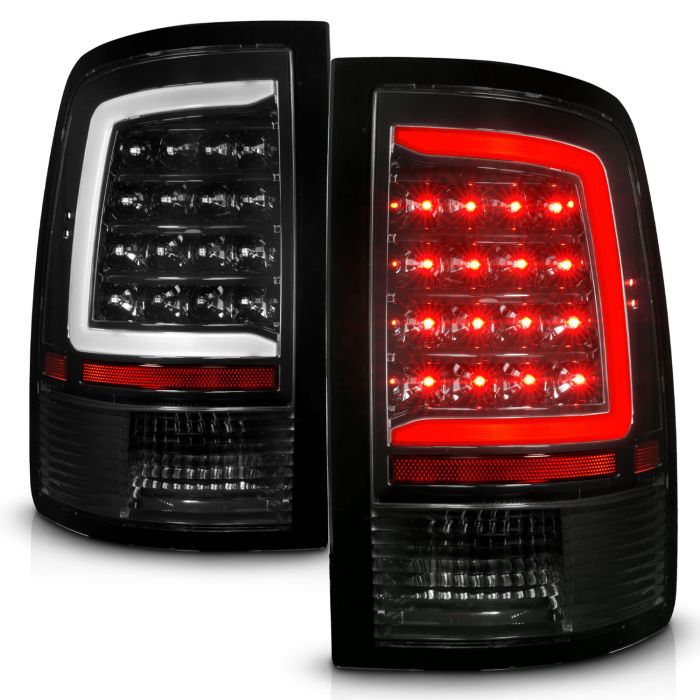 ANZO 10-18 Dodge Ram 1500 2500 3500 Full LED Taillights w/ Sequential Black Housing/Clear Lens