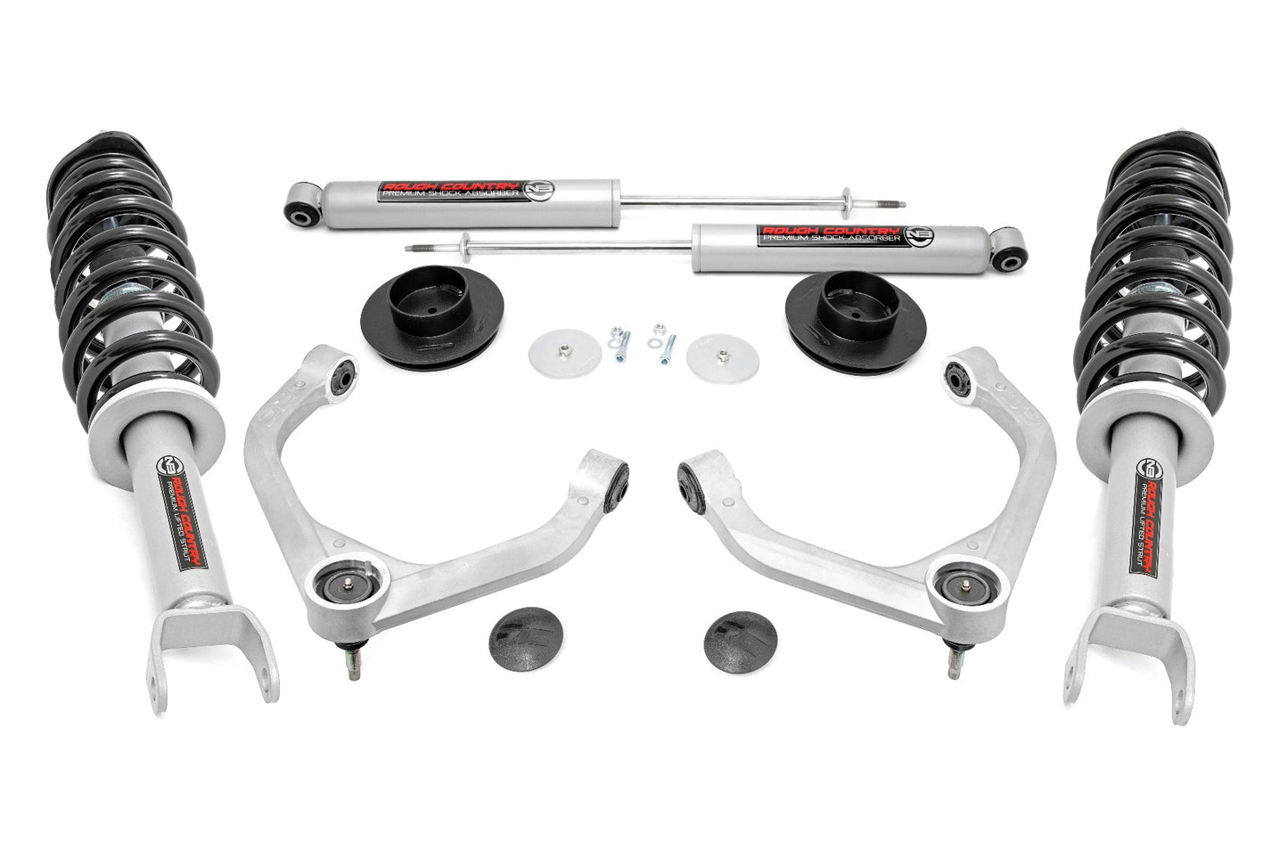 Rough Country 3.5 Inch Ram Bolt-On Lift Kit w/ N3 Struts and Rear N3 Shocks (19-23 Ram 1500 4WD)