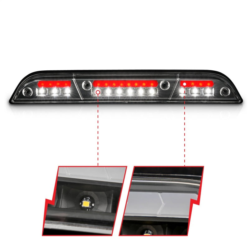 ANZO FORD F-150 15-23 / F-250/F-350/F-450 17-22 / RANGER 19-23 W/O Camera LED Third Brake Light - Black Housing/Clear Lens