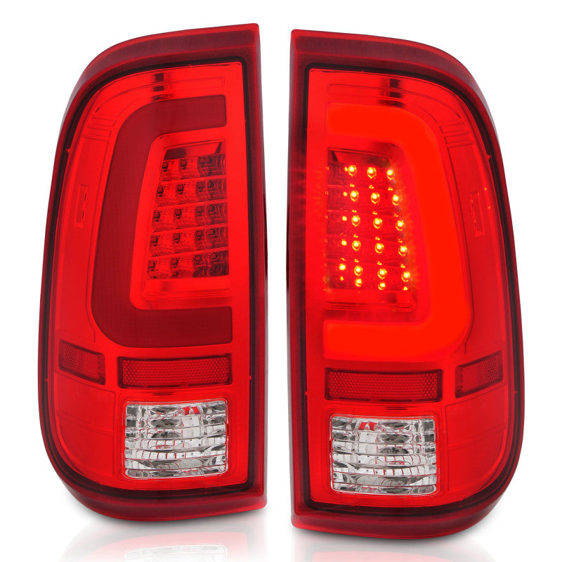 ANZO 2008-2016 Ford Super Duty LED Taillights Chrome Housing Red/Clear Lens