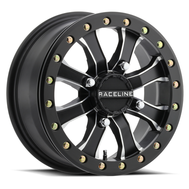 Raceline A71MB Mamba 14x6in 4x137 BP 40mm Offset 110.18mm Bore - Black & Machined Beadlock Wheel