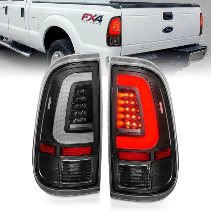 ANZO 2008-2016 Ford Super Duty LED Taillights Black Housing Clear Lens