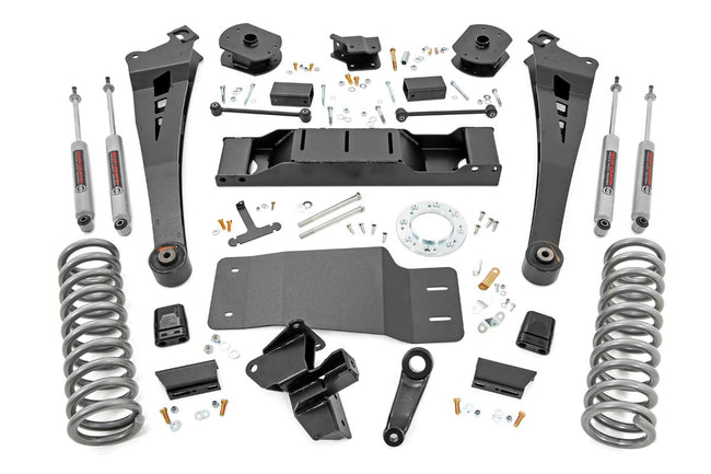 Rough Country 5.0 Inch Dodge Suspension Lift Kit Standard Rate Coil Springs Radius Arms 19-20 Ram 2500 4WD w/ AISIN Transmission Diesel