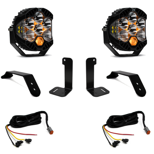 Baja Designs Jeep 2020-24 Gladiator; 2018-24 Wrangler With Plastic Bumper JL Dual LP6 Auxiliary Light Kit w/Upfitter