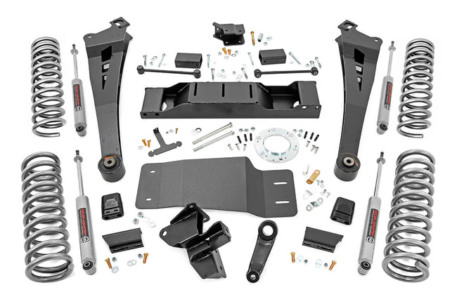 Rough Country 5.0 Inch Dodge Suspension Lift Kit Dual Rate Front and Rear Coil Springs Radius Arms 19-20 Ram 2500 4WD Diesel