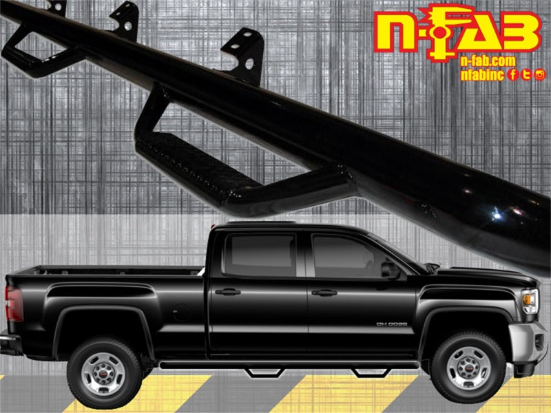 N-Fab Nerf Step 15-17 Chevy-GMC 2500/3500 Crew Cab 6.5ft Bed - Gloss Black - W2W - 3in