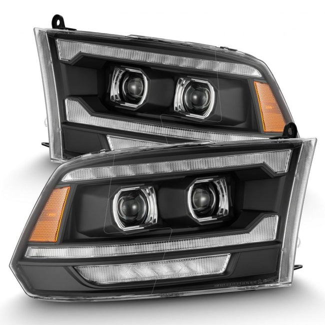AlphaRex 10-18 Dodge Ram 1500 2500 3500 LUXX LED Projector Headlights Plank Style Black w/Activ Light/Sequential Signal/DRL