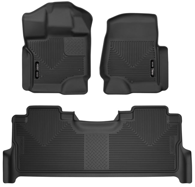 Husky Liners 2017-2024 Ford F-250 Super Duty Crew Cab X-Act Contour Black Front & Rear Floor Liners