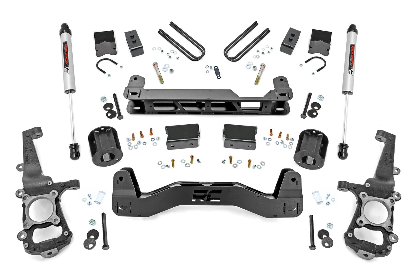 Rough Country 4 Inch Lift Kit With V2 Shocks 21 22 Ford F 150 2wd Strapt Performance Diesel 7379