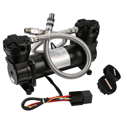 Bulldog Winch Compressor 200Psi Double Cylinder For On-Board Use 4.2Cfm Black