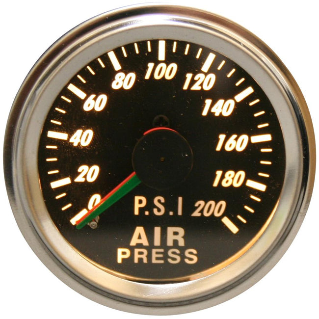 Bulldog Winch 0-200psi Air Pressure Gauge 2.0 Inch Dual Needle Mechanical Lighted