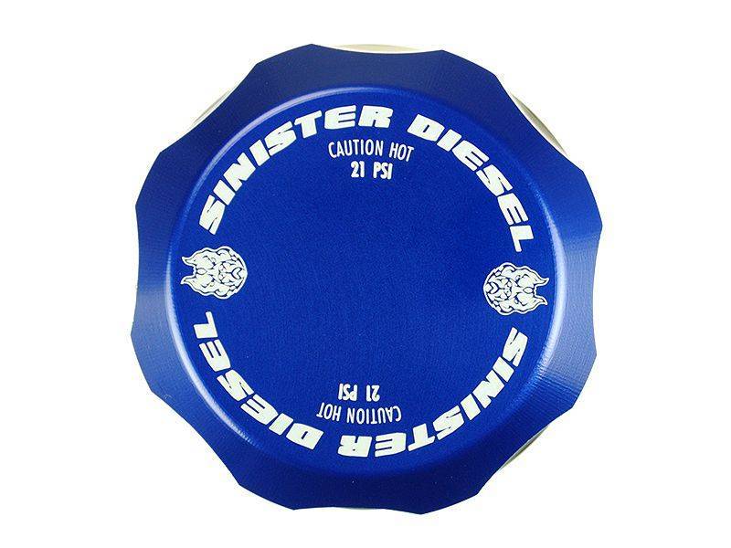 Sinister Diesel 17-19 Ford Powerstroke Coolant Reservoir Degas Bottle Cap - Blue