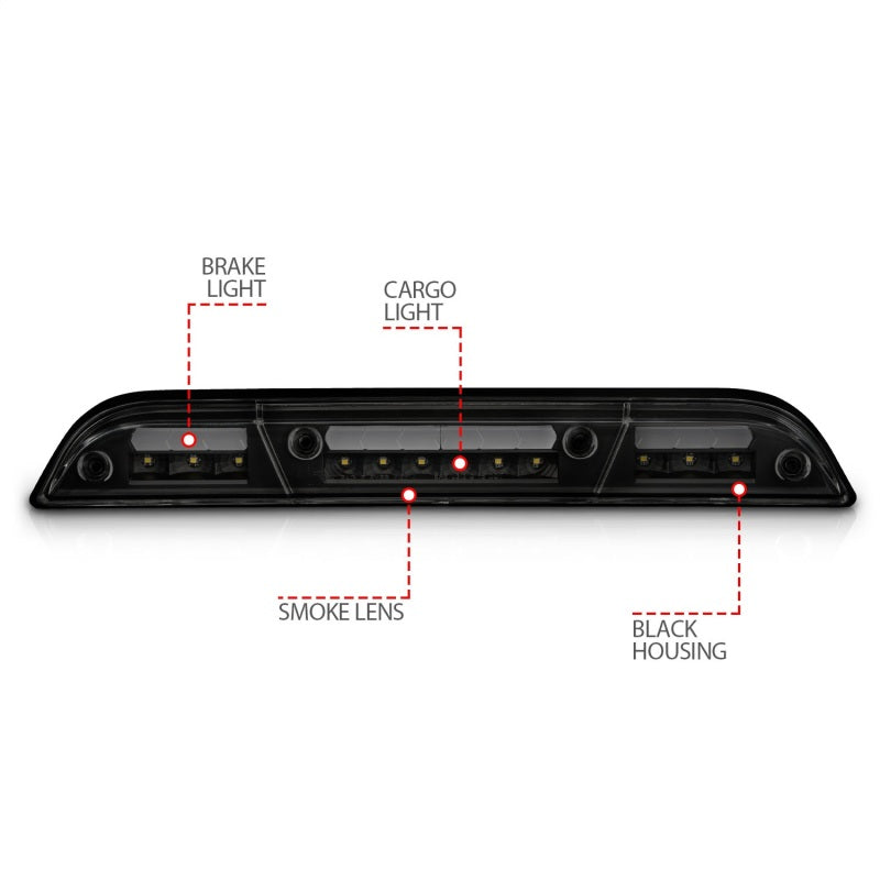 ANZO FORD F-150 15-23 / FORD F-250/F-350/F-450 17-22 / RANGER 19-23 W/O Camera LED Third Brake Light - Black Housing/Smoke Lens