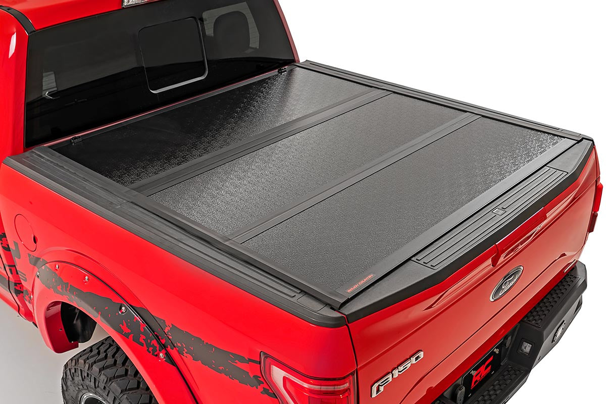 Rough Country Ford Low Profile Hard Tri-Fold Tonneau Cover 2021-2025 F150 5.5 Foot Bed